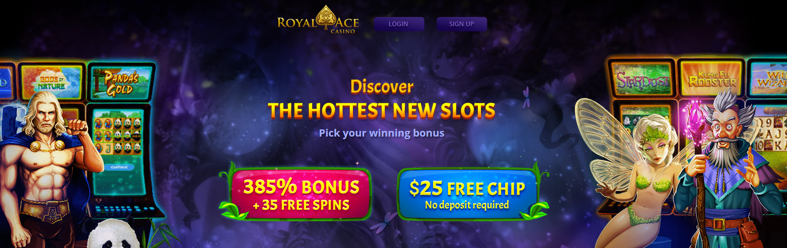 Royal Ace | 385% + 35 FS | $25 Free Chip | New